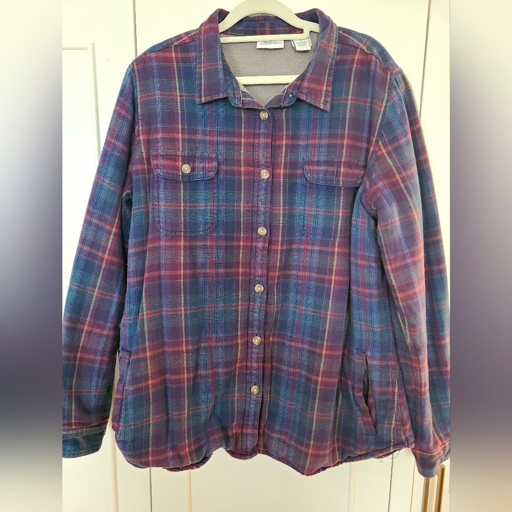 Vermont Country Store Women's Plaid Flannel Shirt Jacket Size Large EUC